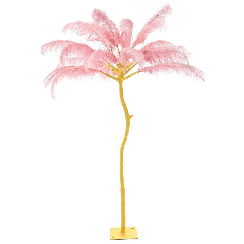 GOLDEN TREE WITH PINK FEATHERS 190CM