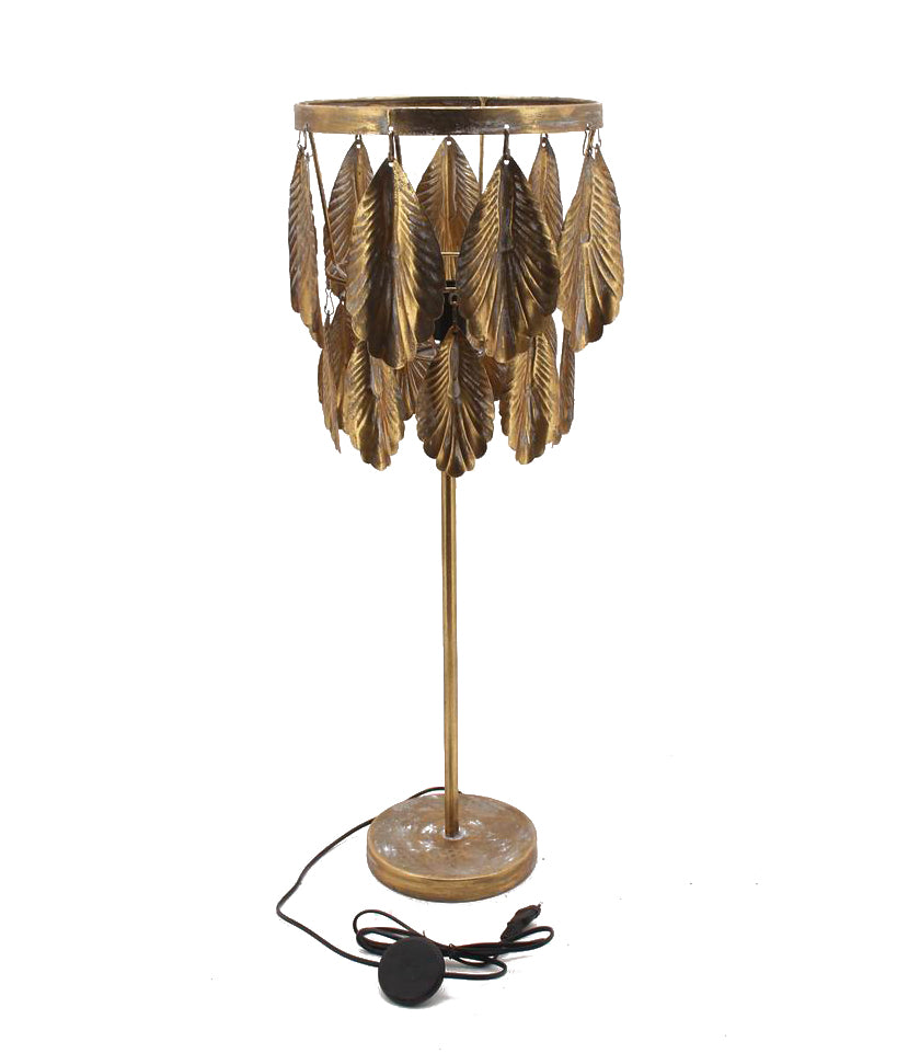 Lampada Art Deco' Foglie Metallo Oro D32