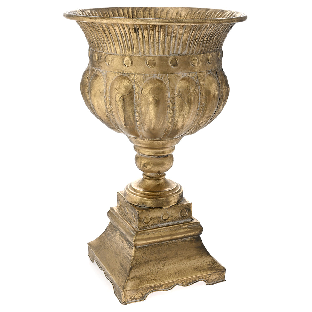 ANTIQUE GOLD METAL PLANTER 34X34X55CM