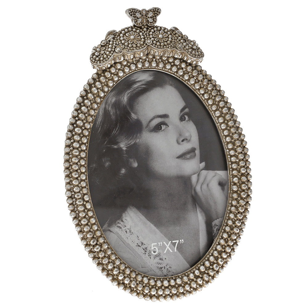 SILVER POLYRESIN OVAL PHOTO FRAME 15X23