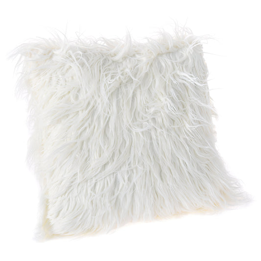 ARTIFICIAL FUR WHITE CUSHION 43X43CM