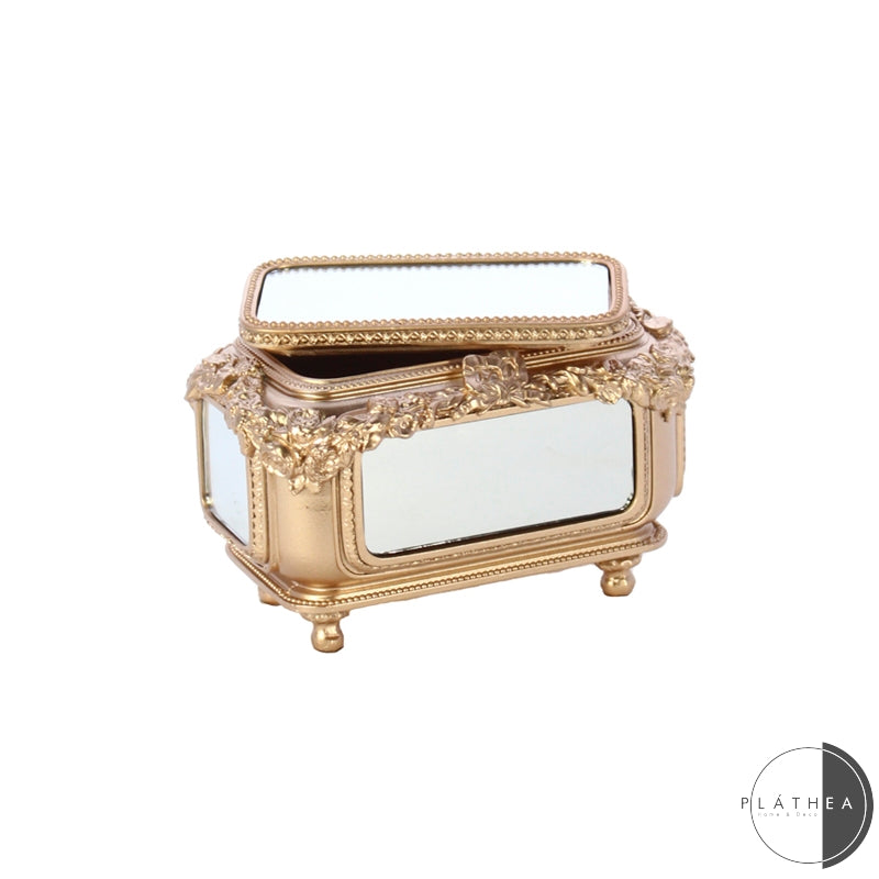SCATOLINA ORO 16X11X11CM RESINA