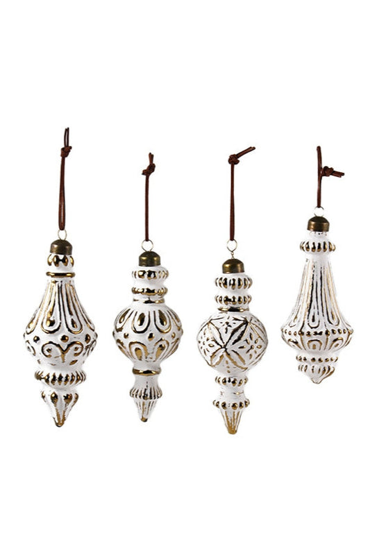DECORO BIANCO/ORO H.14CM 4MOD VETRO
