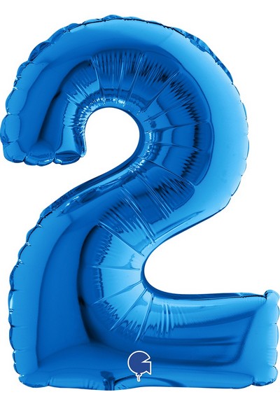 PALLONE FOIL 14" - 36 CM NUMERO 2 BLU