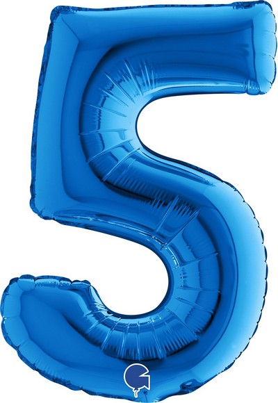 PALLONE FOIL 14" - 36 CM NUMERO 5 BLU