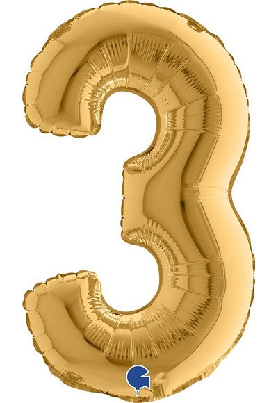 PALLONE FOIL 14" - 36 CM NUMERO 3 ORO