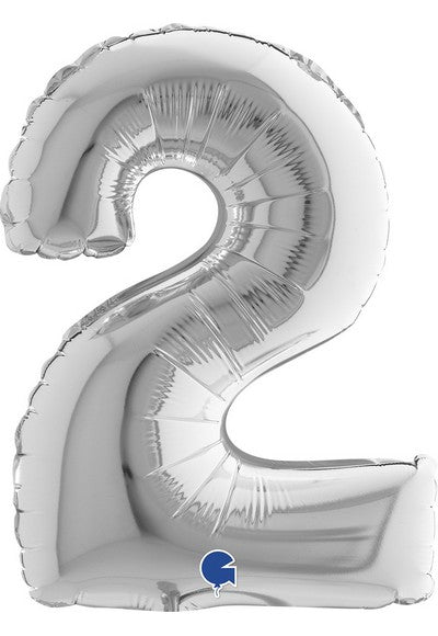 PALLONE FOIL 14" - 36 CM NUMERO 2 ARGENT
