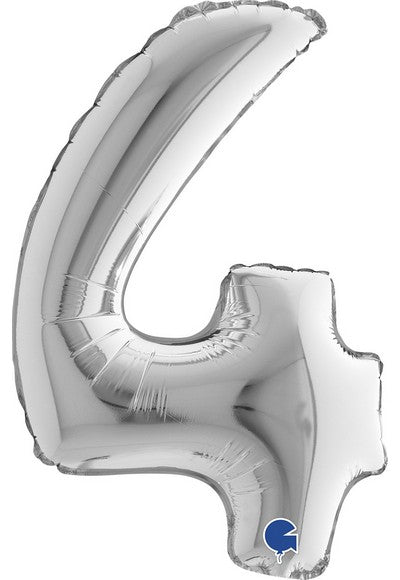 PALLONE FOIL 14" - 36 CM NUMERO 4 ARGENT