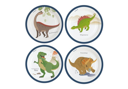 8 PLATES HAPPY DINOSAUR ROUND PAPER 23 C