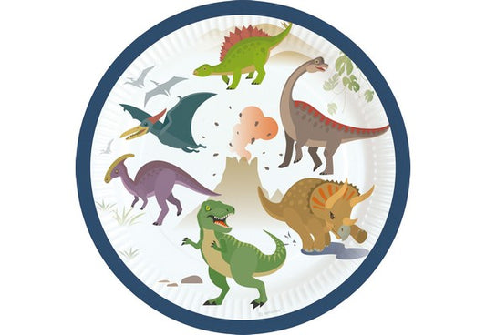 8 PLATES HAPPY DINOSAUR ROUND PAPER 18 C