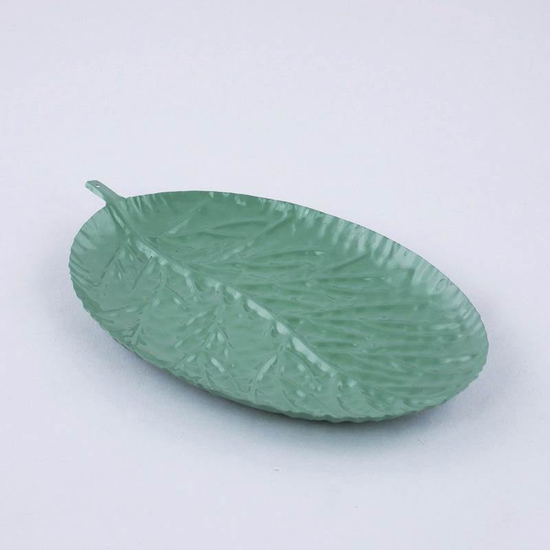 VASSOIO FOGLIA VERDE 25X16X2CM METALLO