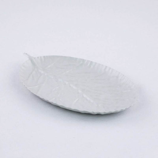 VASSOIO FOGLIA GRIGIO 25X16X2CM METALLO