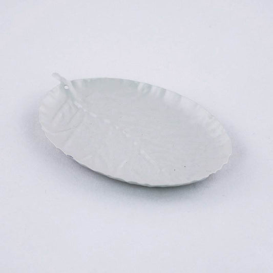 VASSOIO FOGLIA GRIGIO 13X8X2CM METALLO