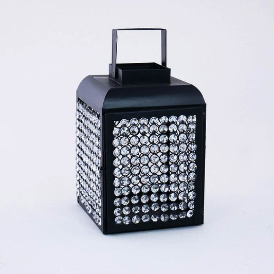 LANTERNA NERA C.CRISTALLI 21X19X31CM MET
