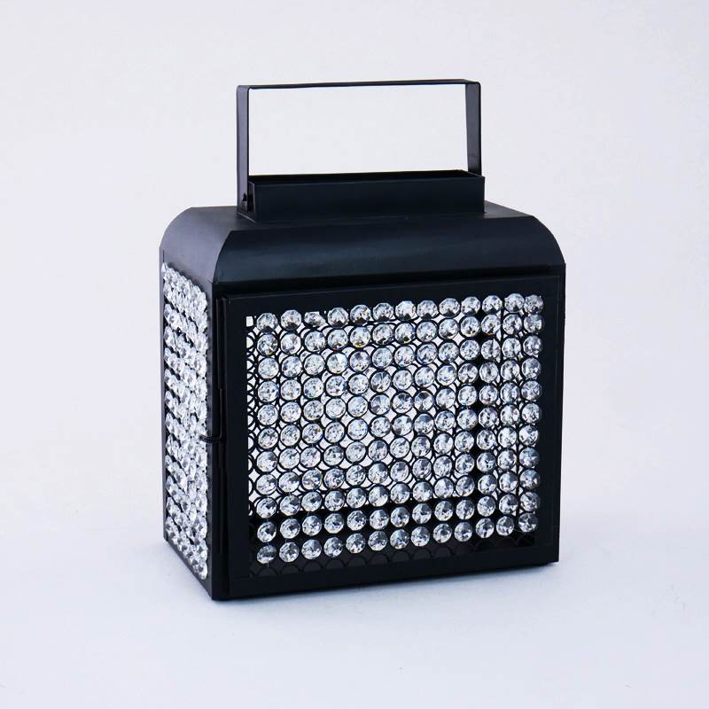 LANTERNA NERA C.CRISTALLI 27X17X29CM MET
