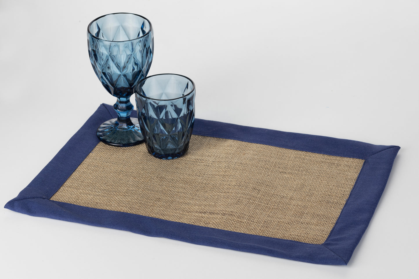 TOVAGLIETTA COTONE E LINO GREZZO BLU CM
