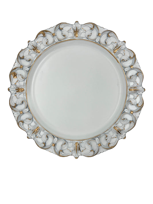 PIATTO D36 LEGNO BORDO BAROCCO BIANCO/OR