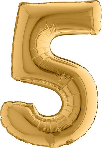 PALLONE FOIL 14" - 36 CM NUMERO 5 ORO