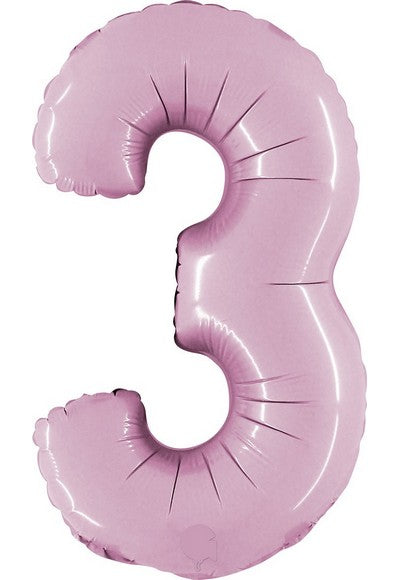 PALLONE FOIL 14" - 36 CM NUMERO 3 ROSA