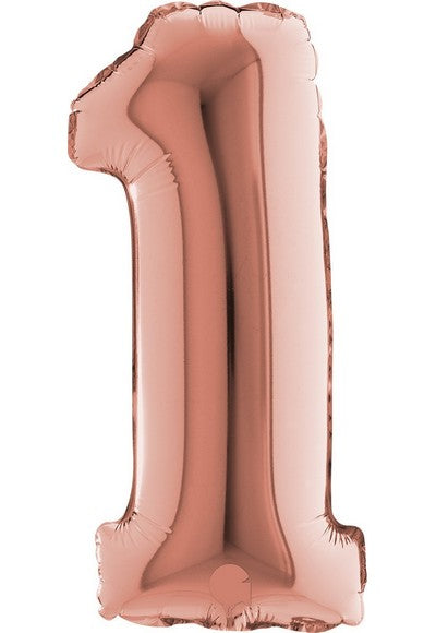 PALLONE FOIL 14" - 36 CM NUMERO 1 ROSE G