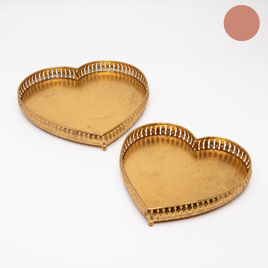 SET 2 VASSOI CUORE RETRO' ROSA