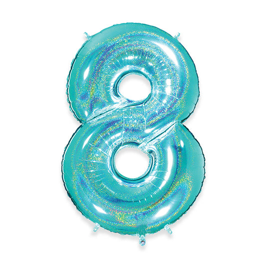 PALLONCINI MYLAR NUMERO 8 CM.102 (40") ACQUA