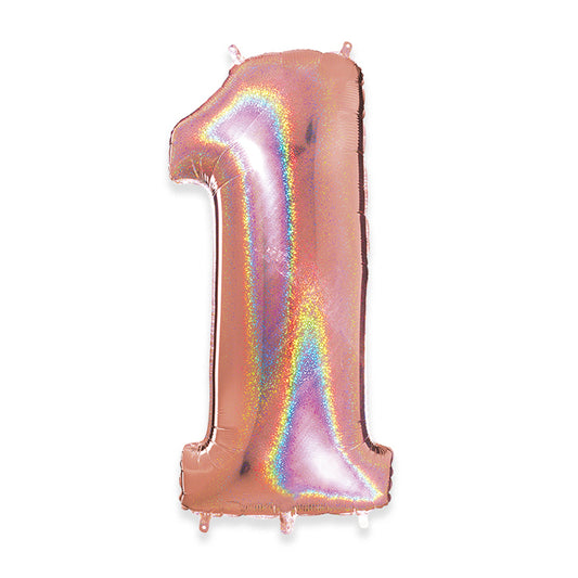 PALLONCINI MYLAR NUMERO 1 CM.102 (40") ROSE G