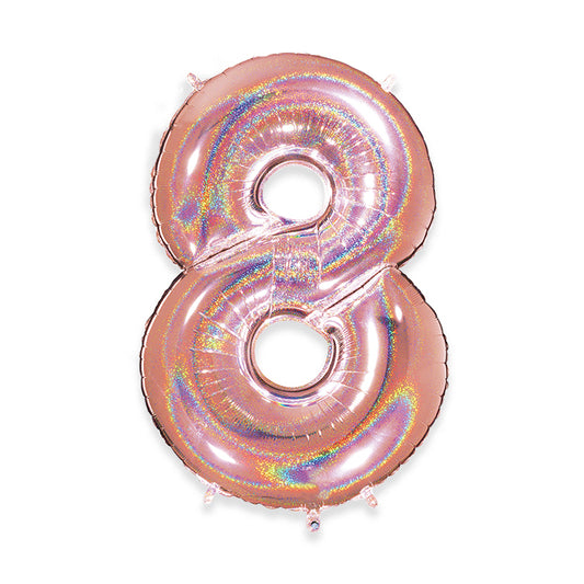 PALLONCINI MYLAR NUMERO 8 CM.102 (40") ROSE G
