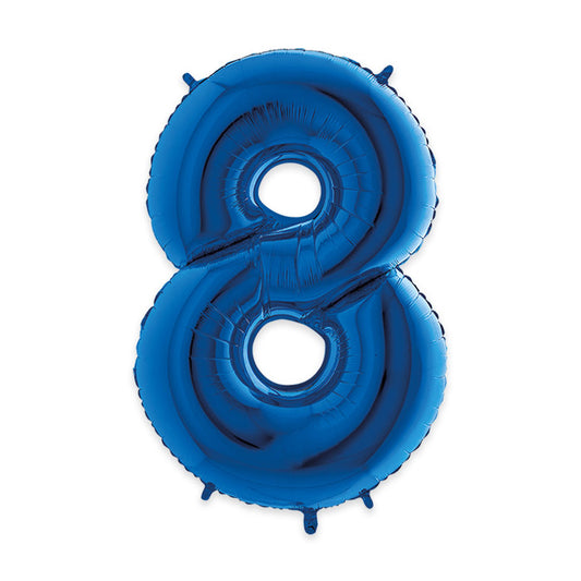 PALLONCINI MYLAR NUMERO 8 CM.102 (40") BLU