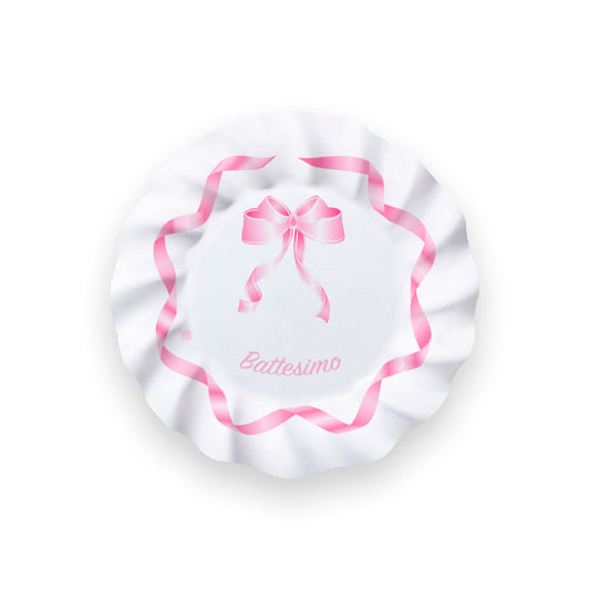 8 Piatti cm.20 Battesimo Rosa