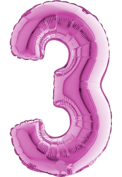Pallone foil 14" - 36 cm Numero 3 Magent