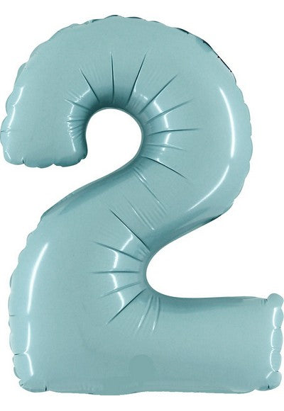 Pallone foil 14" - 36 cm Numero 2 Azzurr