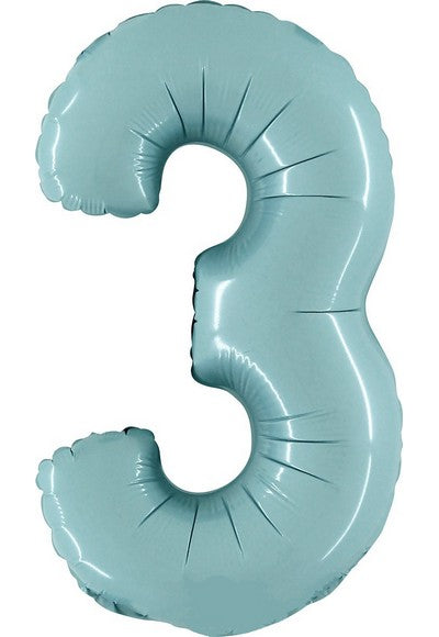 Pallone foil 14" - 36 cm Numero 3 Azzurr