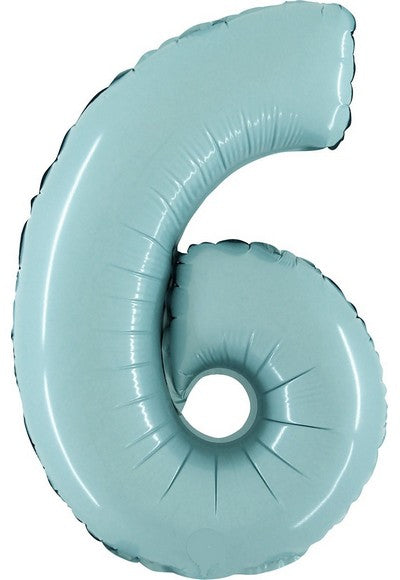 Pallone foil 14" - 36 cm Numero 6 Azzurr