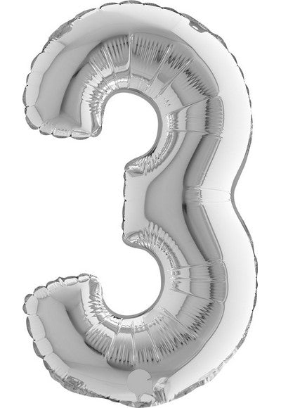 Pallone foil 14" - 36 cm Numero 3 Argent