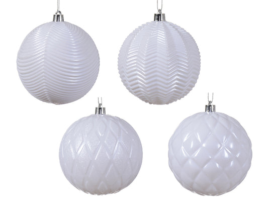 Bauble shatterproof shiny 4ass white