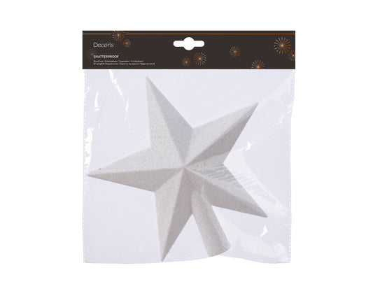 Treetopper shatterproof glitter white