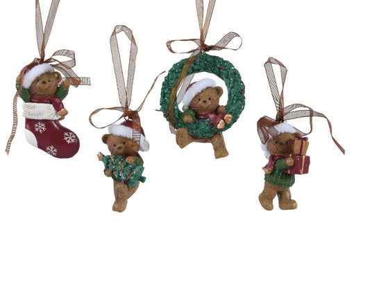 Bear polyresin bear ornament 4ass