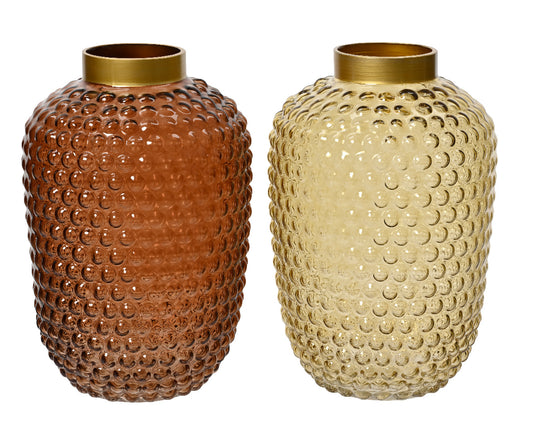 Vase glass shiny w sprayed color gold ri