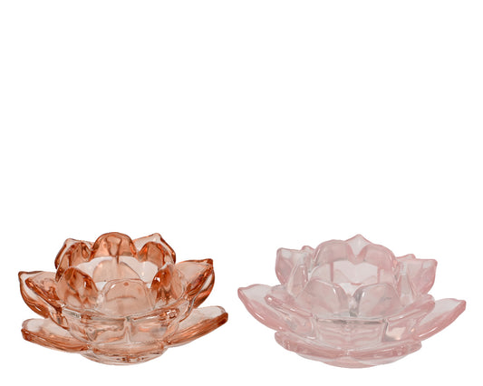 Tealightholder glass flower transparent