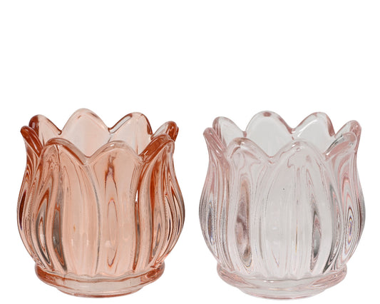 Tealightholder glass flower transparent
