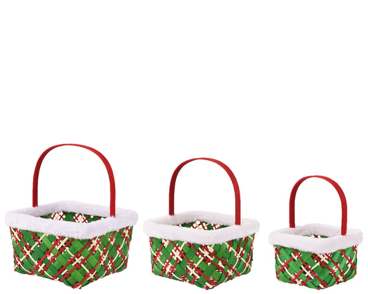 Basket firwood square artificial fur