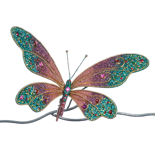 BEAD.GLT BUTTERFLY ON CLIP MULTI 37CM