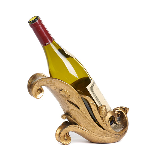 ACANTH.SWIRL LEAF WINE HOLDER TT GLD 25Cm