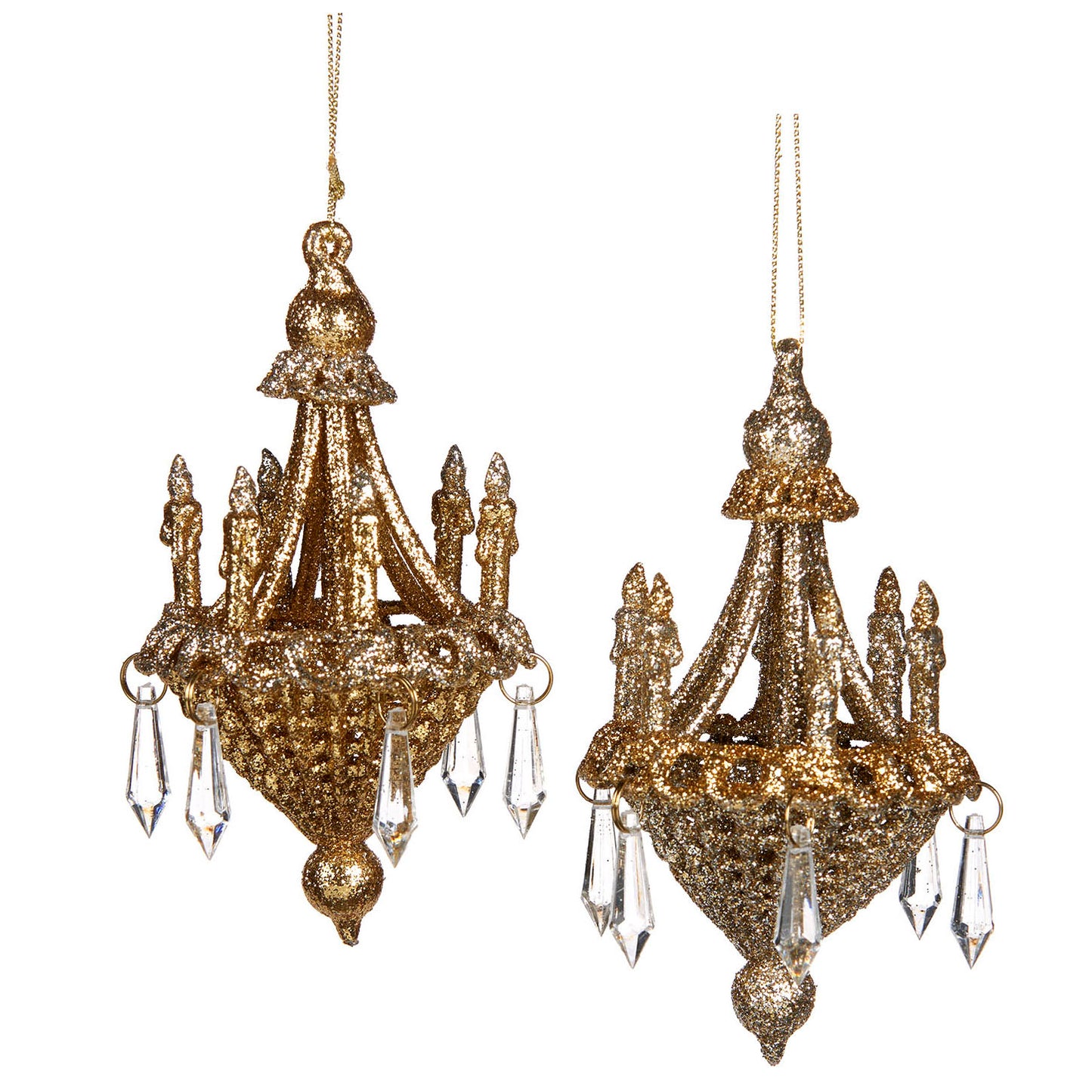 GLT CHANDELIER ORN ASS/2 GLD/CHAMP 13CM