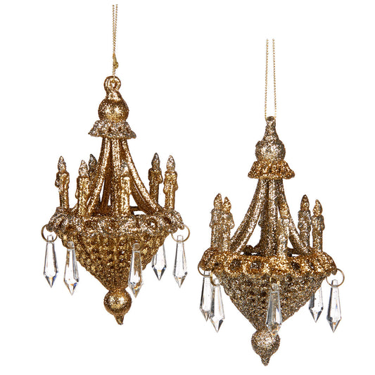 GLT CHANDELIER ORN ASS/2 GLD/CHAMP 13CM