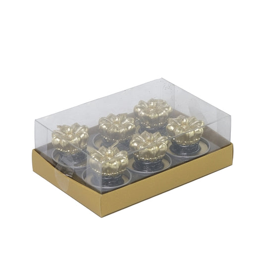 BOX 6 CANDELE T-LIGHT CORONA ORO D.4X4CM