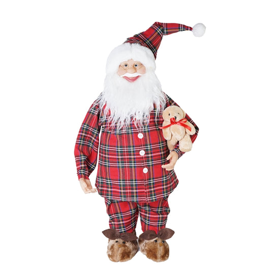 BABBO NATALE ROSSO SCOZZESE H.65CM POLIE