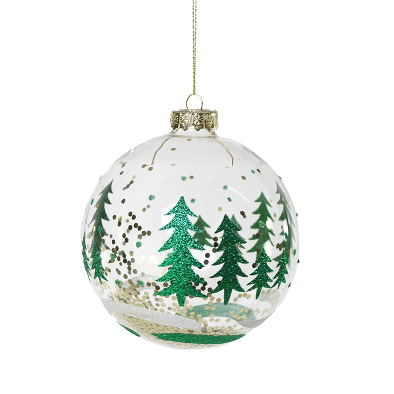 PALLA TRASP. ALBERI VERDI C.GLITTER D.10